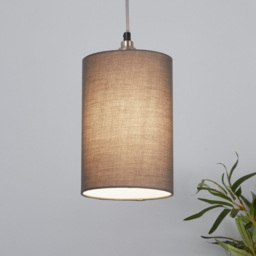 Lighting Collection Yates Dark Grey Cylinder Lamp Shade 16cm - Size: 6.5 x 17.5 x 34cm - Charcoal Grey - Wilko - thumbnail 3