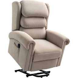 HOMCOM Khaki Velvet Electric Power Lift Elderly Recliner Armchair - Size: Single - Yellow - Wilko - thumbnail 3