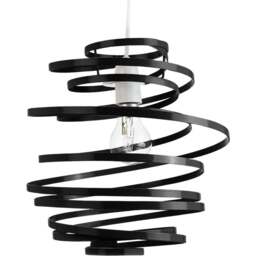 Happy Homewares Contemporary Black Gloss Metal Double Ribbon Spiral Swirl Pendant Shade - Size: 35 x 23 x 23cm - Wilko