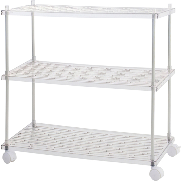 Living and Home 3 Shelf Clear Rolling Storage Cart - Size: 57 x 59.8 x 30cm - Wilko - image 1
