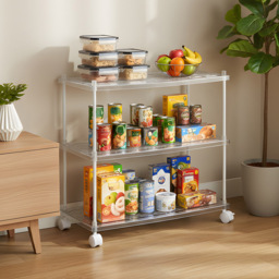 Living and Home 3 Shelf Clear Rolling Storage Cart - Size: 57 x 59.8 x 30cm - Wilko - thumbnail 3