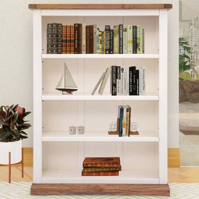 Tropea 4 Shelf Off White Wide Bookcase - Wilko - image 1