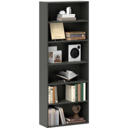 HOMCOM 6 Shelf Black Freestanding Bookshelf - Size: 158.5 cm x 24 x 60cm - Wilko - thumbnail 3