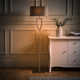 ValueLights Katniss Crossover Chrome and Grey Shade Metal LED Floor Lamp - Silver - Wilko - thumbnail 3