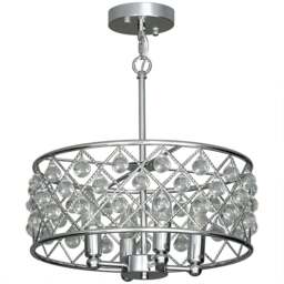 HOMCOM Modern Adjustable Crystal Chandelier Ceiling Light - Size: 26 x 44 x 44cm - Silver - Wilko