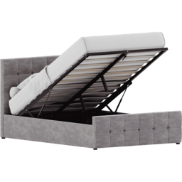 VIDA DESIGNS Valentina Double Light Grey Velvet Ottoman Bed - Wilko - thumbnail 3
