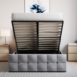VIDA DESIGNS Valentina Double Light Grey Velvet Ottoman Bed - Wilko - thumbnail 7