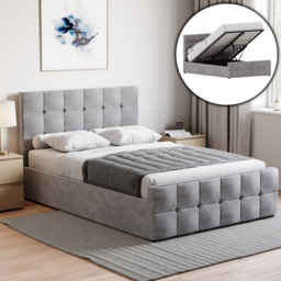 VIDA DESIGNS Valentina Double Light Grey Velvet Ottoman Bed - Wilko - thumbnail 5