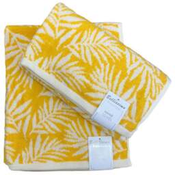 Bellissimo Botanical Turkish Cotton Ochre Hand Towel 2 Pack - Size: 70 x 125cm - Multi - Wilko - thumbnail 1