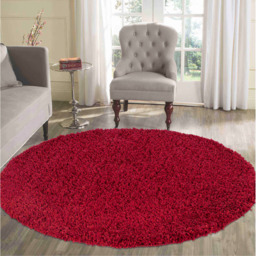 Desire Rugs Oxford Red Plain Round Shaggy Rug 120 x 120cm - Wilko - thumbnail 3