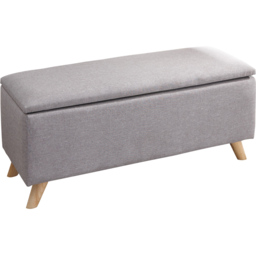GFW Secreto Grey Hopsack Fabric Ottoman Storage Bench - Size: 37 x 98 x 43cm - Wilko - thumbnail 3