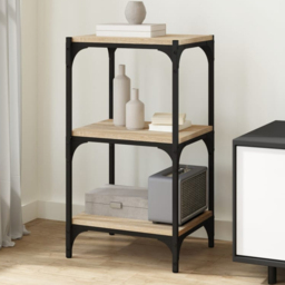 vidaXL 3 Shelf Sonoma Oak Wood and Steel Bookcase - Size: 70.5 x 40 x 33cm - Brown - Wilko