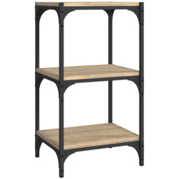 vidaXL 3 Shelf Sonoma Oak Wood and Steel Bookcase - Size: 70.5 x 40 x 33cm - Brown - Wilko - thumbnail 3