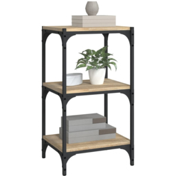 vidaXL 3 Shelf Sonoma Oak Wood and Steel Bookcase - Size: 70.5 x 40 x 33cm - Brown - Wilko - thumbnail 5