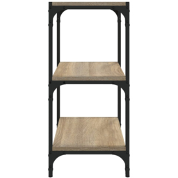 vidaXL 3 Shelf Sonoma Oak Wood and Steel Bookcase - Size: 70.5 x 40 x 33cm - Brown - Wilko - thumbnail 4