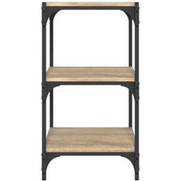 vidaXL 3 Shelf Sonoma Oak Wood and Steel Bookcase - Size: 70.5 x 40 x 33cm - Brown - Wilko - thumbnail 6