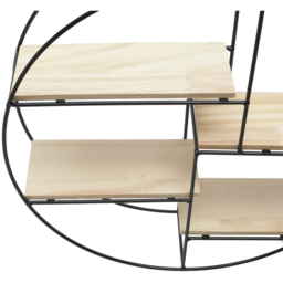 Living and Home 4 Shelf Round Floating Decorative Wall Shelf - Size: 45 x 45 x 11cm - Black - Wilko - thumbnail 6