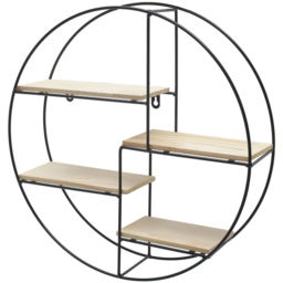 Living and Home 4 Shelf Round Floating Decorative Wall Shelf - Size: 45 x 45 x 11cm - Black - Wilko - thumbnail 4