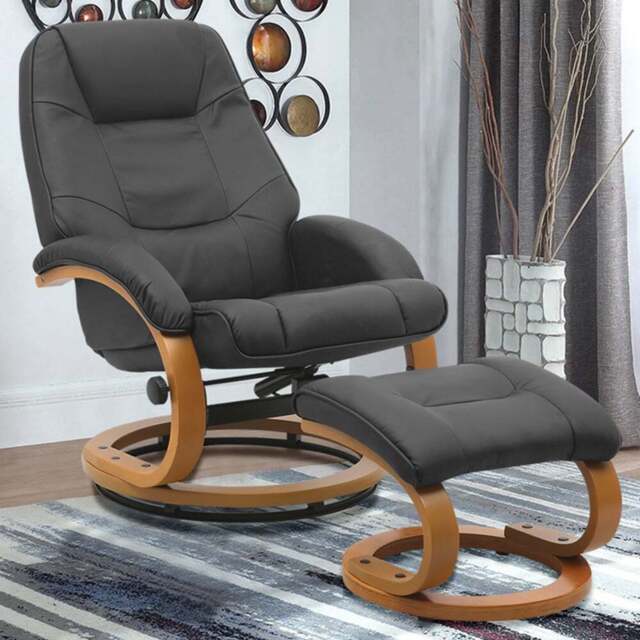 Living and Home Black Reclining Swivel Office Chair with Footstool - Size: Single - Wilko - image 1