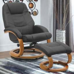 Living and Home Black Reclining Swivel Office Chair with Footstool - Size: Single - Wilko - thumbnail 1