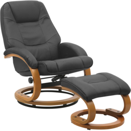 Living and Home Black Reclining Swivel Office Chair with Footstool - Size: Single - Wilko - thumbnail 3