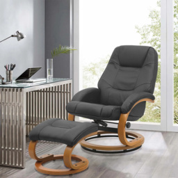 Living and Home Black Reclining Swivel Office Chair with Footstool - Size: Single - Wilko - thumbnail 6