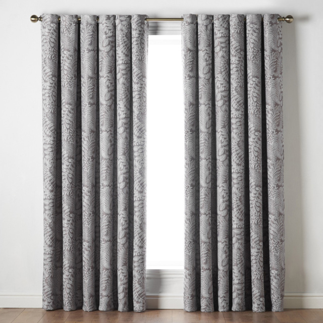 Alan Symonds Fern Latte Blackout Ring Top Eyelet Curtains 168 x 183cm - Size: W 168 x D 183cm - Wilko - image 1