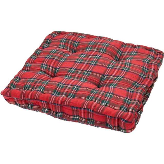 Living and Home Red Checkered Chair Cushion 40 x 40cm - Size: 5 x 40 x 40cm - Wilko - image 1