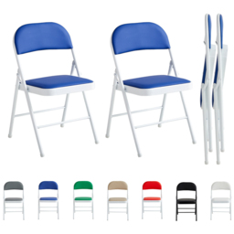 Set of 2 Blue Padded Folding Metal Dining Chairs - MCC - Wilko - thumbnail 3