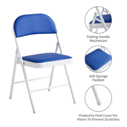 Set of 2 Blue Padded Folding Metal Dining Chairs - MCC - Wilko - thumbnail 7