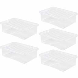 Wham 32L Crystal Storage Box with Lid 5 Pack - Clear - Wilko - thumbnail 1