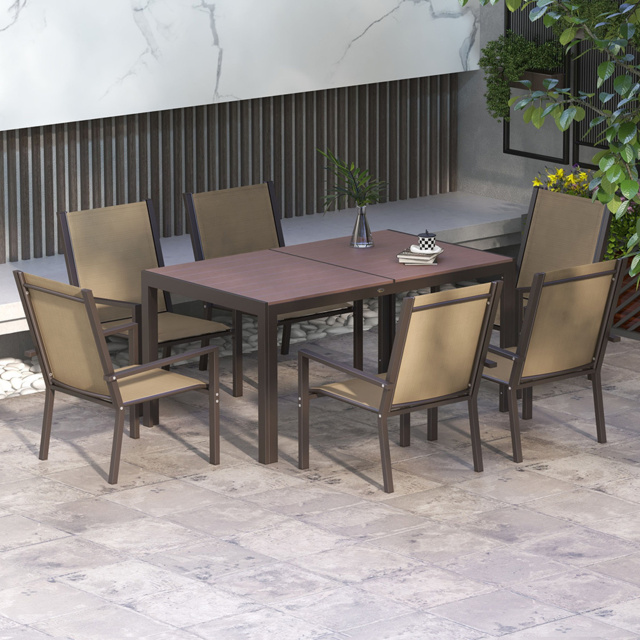 Outsunny 6 Seater Brown Garden Dining Set - Green - Wilko - image 1