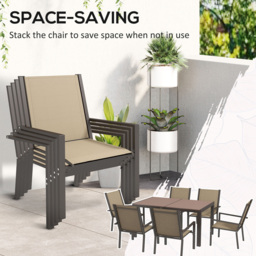Outsunny 6 Seater Brown Garden Dining Set - Green - Wilko - thumbnail 5