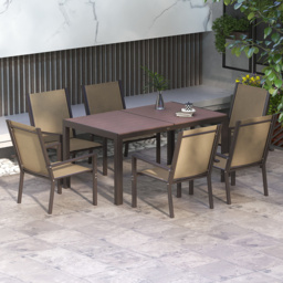 Outsunny 6 Seater Brown Garden Dining Set - Green - Wilko - thumbnail 1