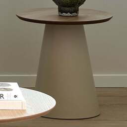 Florence Soli Oak and Grey Round Coffee Table 45 x 48cm - Size: 48 x 45 x 45cm - Multi - Furniture To Go - Wilko - thumbnail 1