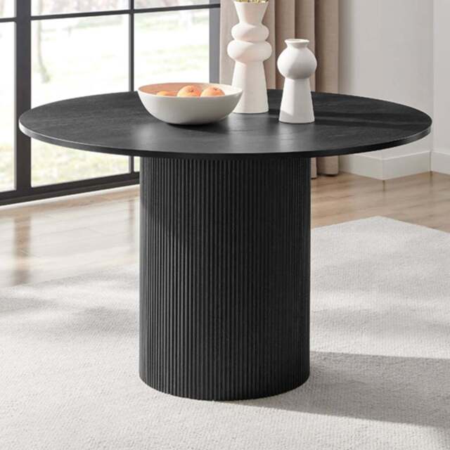Furniturebox Penfold 4 Seater Round Wooden Pedestal Dining Table Black - Wilko - image 1