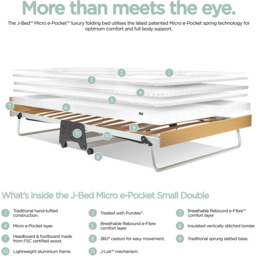 Jay-Be J-Bed Small Double Folding Bed with Anti-Allergy Micro e-Pocket Sprung Mattress - Silver - Wilko - thumbnail 7