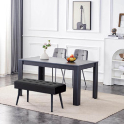 Portland 4 Seater Velvet Dining Set with Bench Grey and Black - Multi - Wilko - thumbnail 6