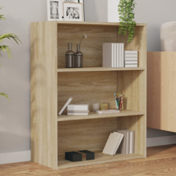 vidaXL 3 Shelf Sonoma Oak Wall Mounted Cabinet - Size: 90 x 69.5 x 32.5cm - Brown - Wilko
