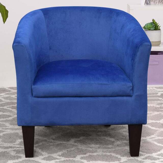 Comfy Living Blue Brushed Velvet Tub Chair - Size: Single - Wilko - image 1