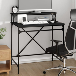 vidaXL Single Shelf Industrial Style Computer Desk Black - Size: 90 x 80 x 50cm - Wilko