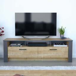 Decorotika Manhattan 2 Door 3 Shelf Oak TV Unit - Size: 48.3 x 150 x 35.5cm - Multi - Wilko - thumbnail 1