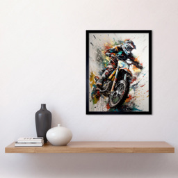 Artery8 Motocross Racer Paint Action Shot Framed Wall Art Print 30 x 41cm - Size: 43.3 x 33.3 x 1.5cm - Multi - Wilko - thumbnail 3