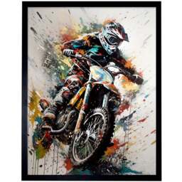 Artery8 Motocross Racer Paint Action Shot Framed Wall Art Print 30 x 41cm - Size: 43.3 x 33.3 x 1.5cm - Multi - Wilko - thumbnail 1