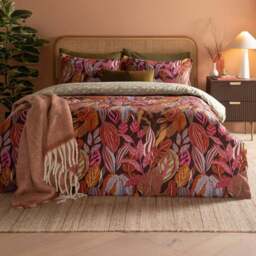 Furn King Size Utopia Printed Reversible Duvet Set - Orange - Wilko - thumbnail 1