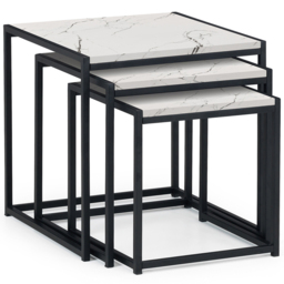 Julian Bowen Tribeca White Marble Nesting Tables Set of 3 - Size: 45 x 45 x 45cm - Black - Wilko - thumbnail 3
