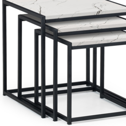 Julian Bowen Tribeca White Marble Nesting Tables Set of 3 - Size: 45 x 45 x 45cm - Black - Wilko - thumbnail 6