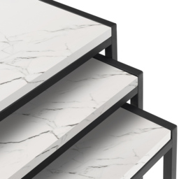 Julian Bowen Tribeca White Marble Nesting Tables Set of 3 - Size: 45 x 45 x 45cm - Black - Wilko - thumbnail 5