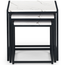 Julian Bowen Tribeca White Marble Nesting Tables Set of 3 - Size: 45 x 45 x 45cm - Black - Wilko - thumbnail 4