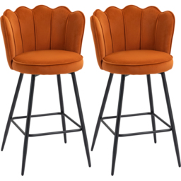 HOMCOM Orange Petal Backrest Bar Stool with Set of 2 - Wilko - thumbnail 3